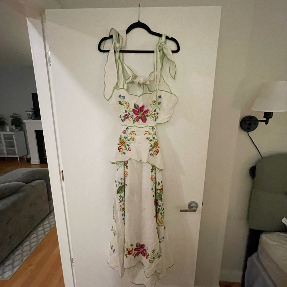 Floral Embroidered White Dress